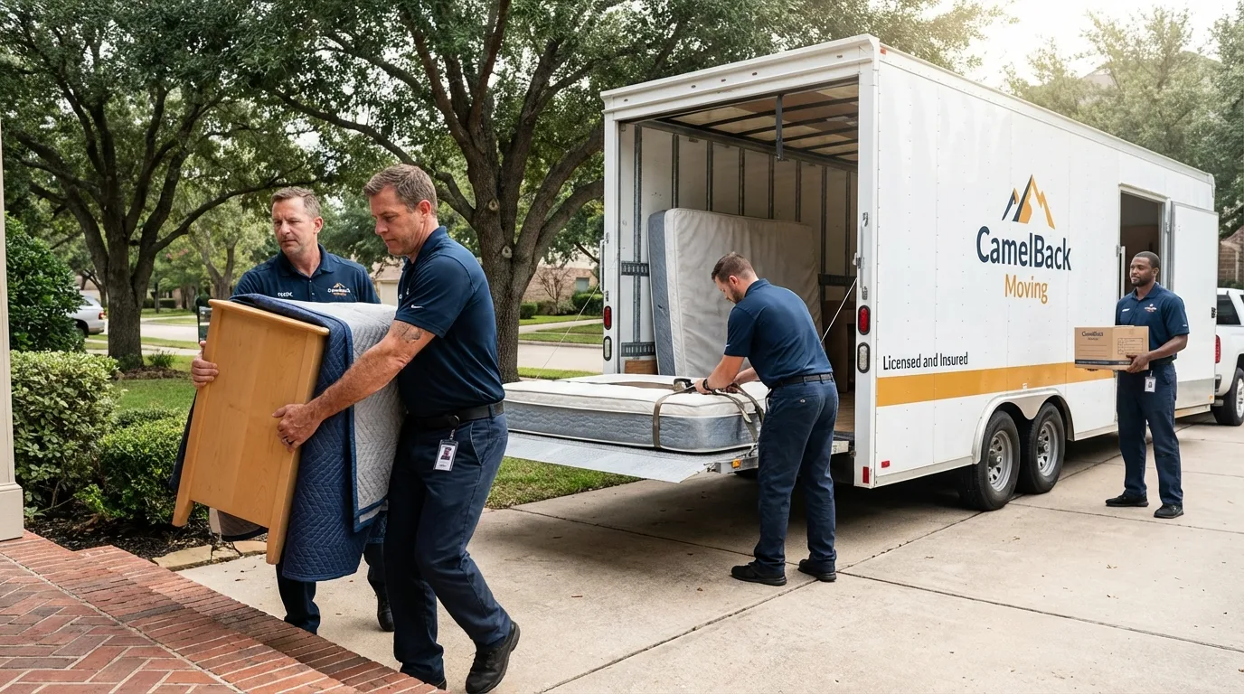 Crew loading residential truck for cross-state move from Beaufort, SC